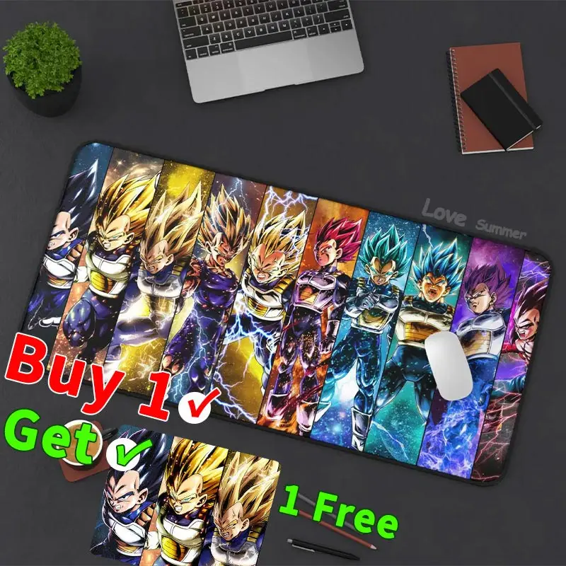 Buy 1 Get Free size2126cm Mouse Pad Vegeta Saiyan Desk Mat Dragon Ball HD print Pc Computer Keyboard Desk Mat Gaming Mousepad