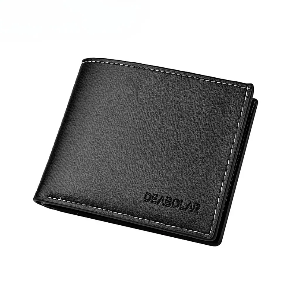 Cartera de cuero PU para hombre, billetera plegable corta negra, producto Premium para Moman Portefeuille Homme, monederos cortos con ranuras para múltiples tarjetas