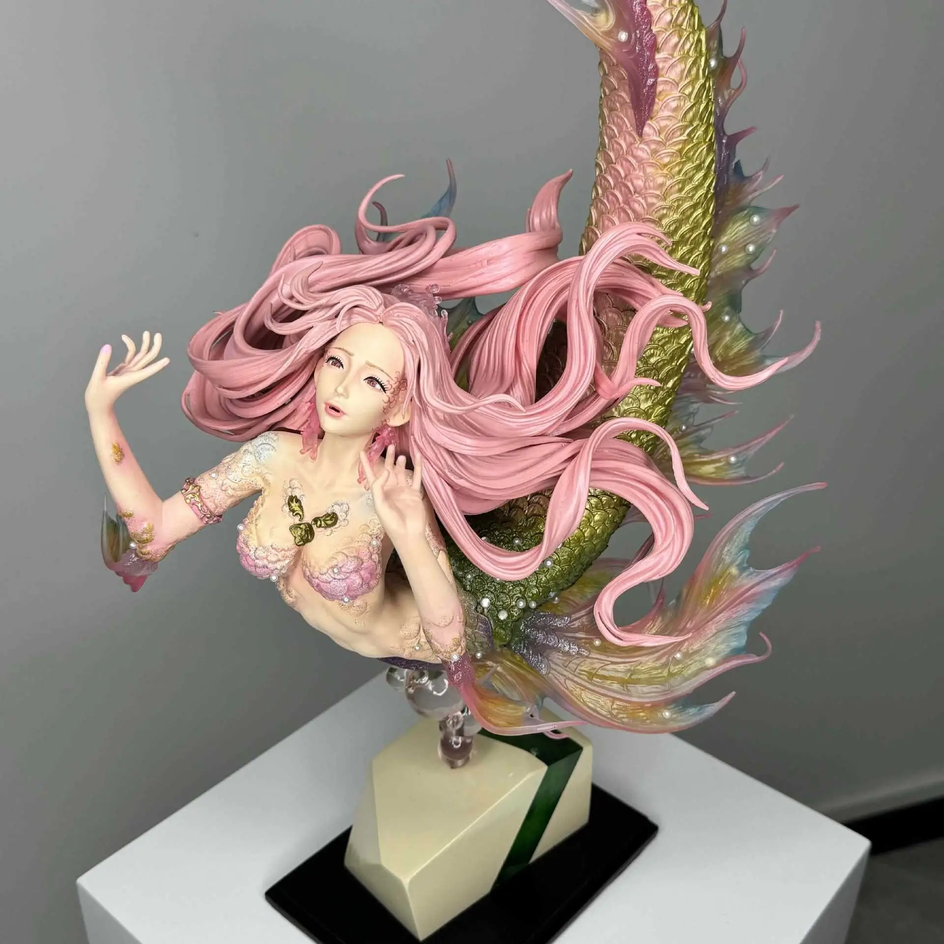 

75cm Mermaid Statue GK PVC Model Statue Pink Hair Beautiful Girl Peripheral Large Size PVC Figure Decoration Collection Gift Toy