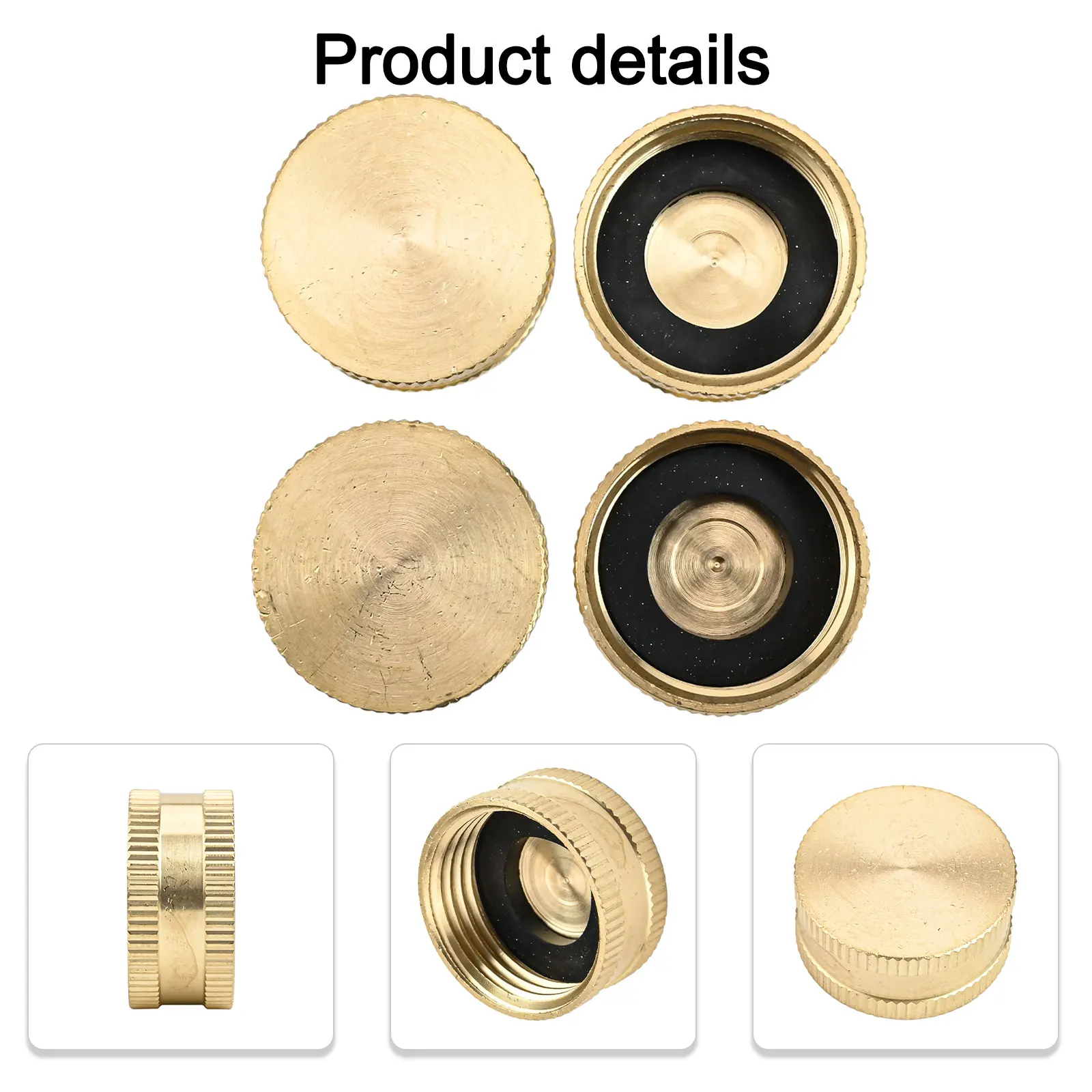 4 Piece Brass End Cap Set for 3/4 Inch Garden Hoses with Compression Seal Gasket to Maintain Hose Integrity and Water Control