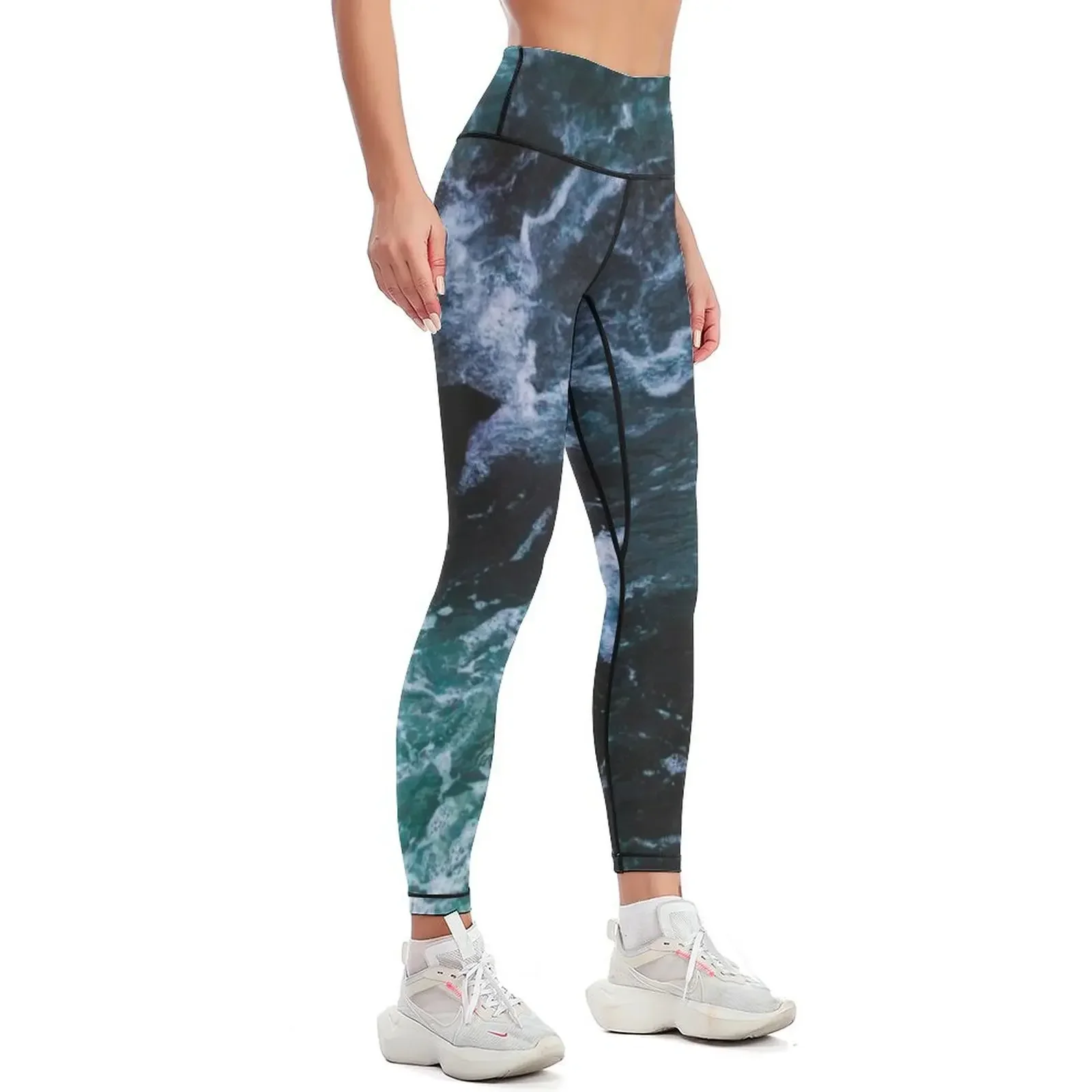 Blue Ocean Waves, Sea Photography, Seascape Leggings sports woman gym exercise clothing for gym sportswear woman Womens Leggings