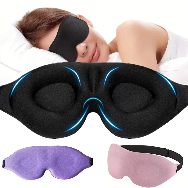 3D Memory Foam Silk Sleep Mask Soft Eye Patches Comfort Three Dimensiona Design Face Sleeping Mask Eyeshade Breathable Women Men