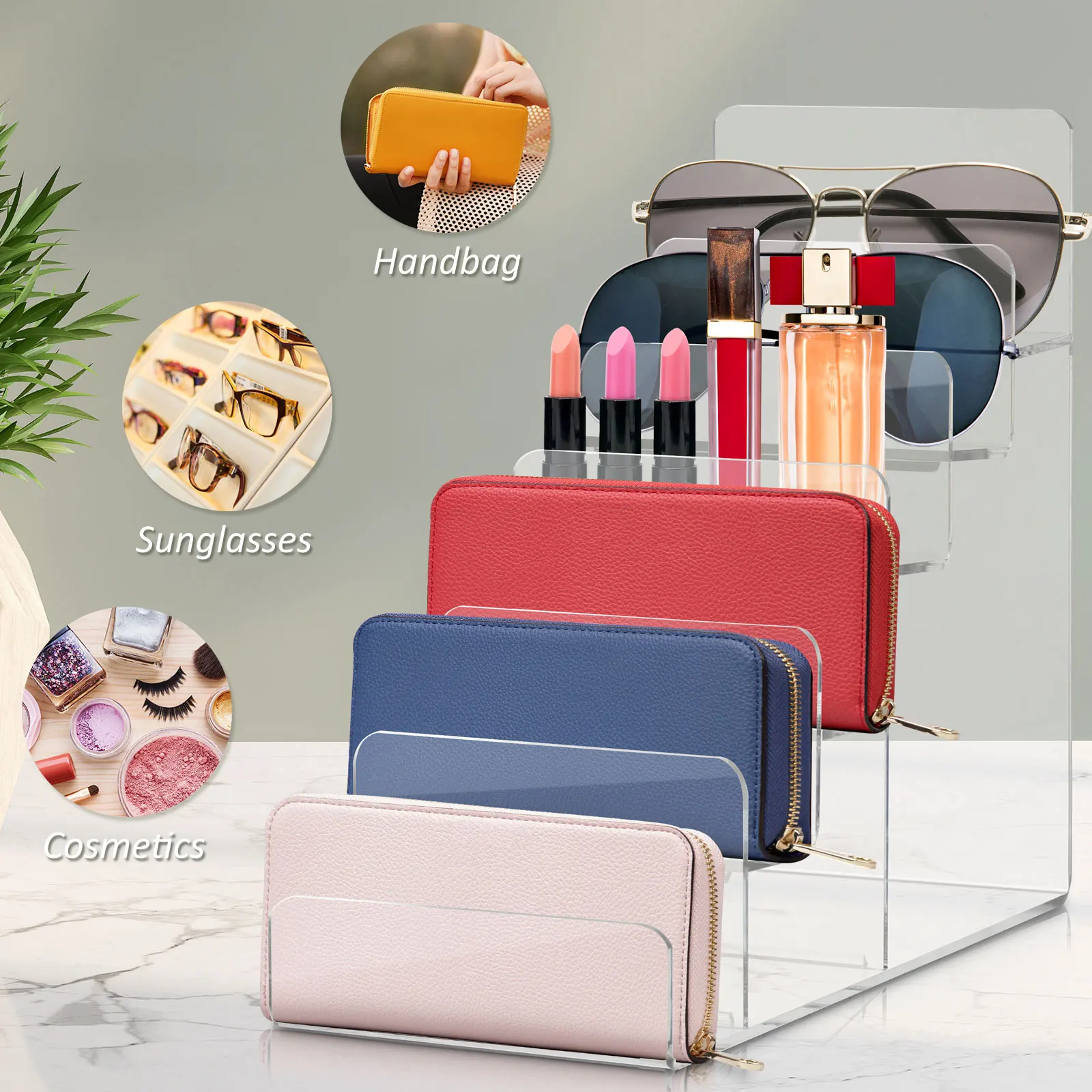 

1Pc Acrylic Risers for Display 6 Tier Acrylic Display Stand Wallet Glasses Rack Stand Holder Multilayers Jewellery Display