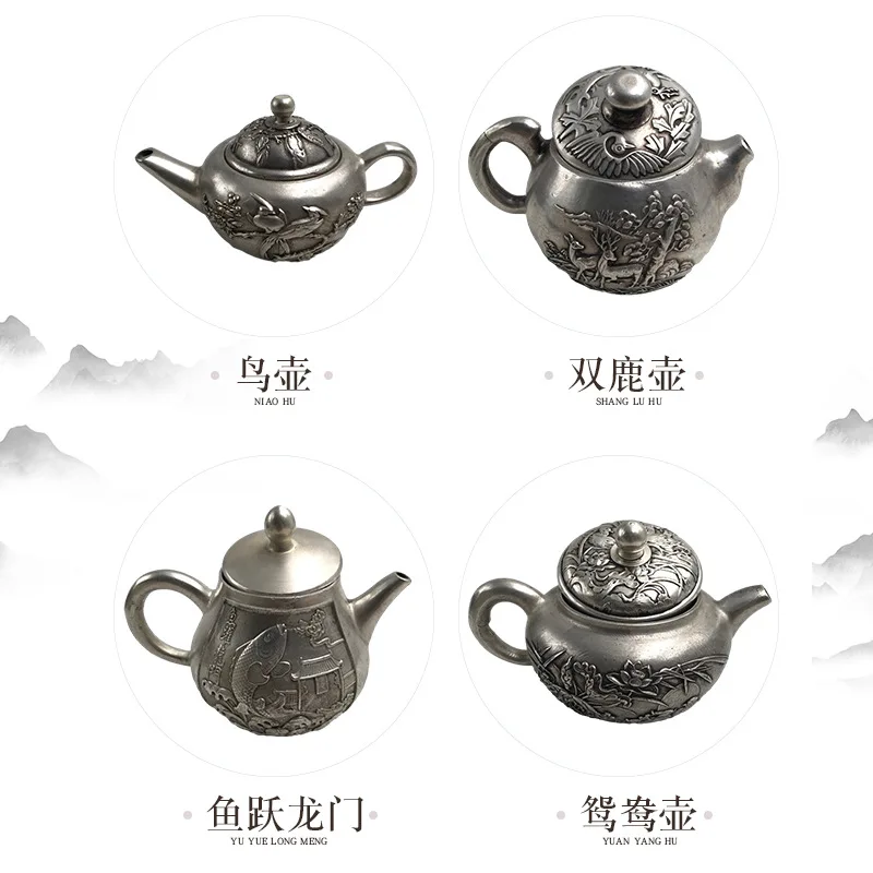 Vintage Kettle Home Office Entrance Decoration Kettle Multiple Specifications Teapot Copper Silver Plated Teapot