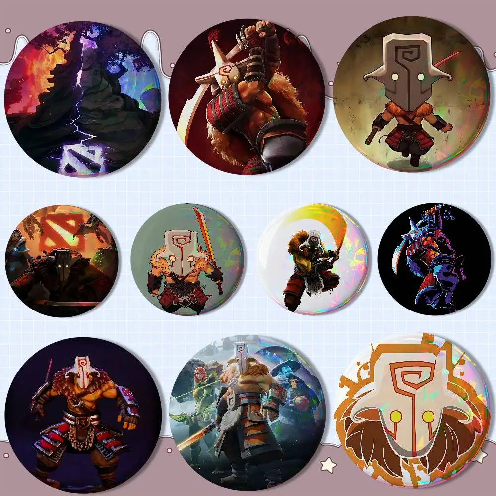 

Art Dota 2 game cool Laser reflective round badges pins bag clothing decorations collectibles gifts for friends