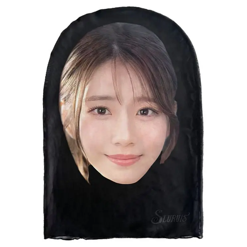 3D Realistic Japanese Female Star Face Mask Novelty Cosplay Headgear Breathable Balaclava for Live Stream Prank Party Halloween