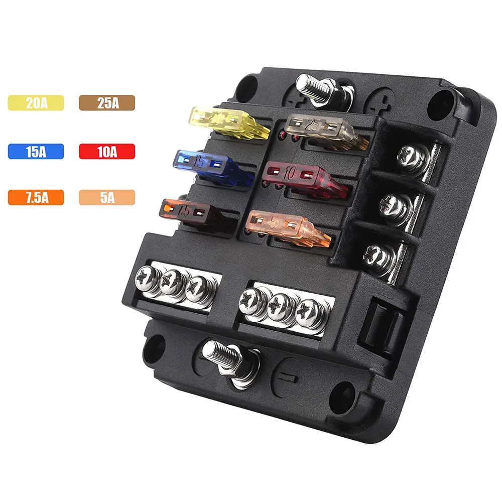 for Automotive Circuit Protection;Automotive 6 Way Fuse Box Portable Car Circuit Fuse Blade Fuse Box Suitable 