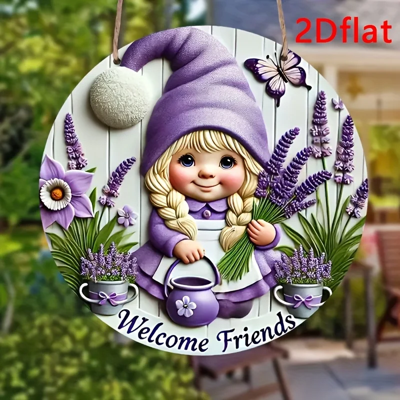 2Dflat, 1pc Farmhouse Wooden Welcome Friend Sign, Spring and Summer Holiday Wall Decor with Lily and Butterfly Ornamentation, Su