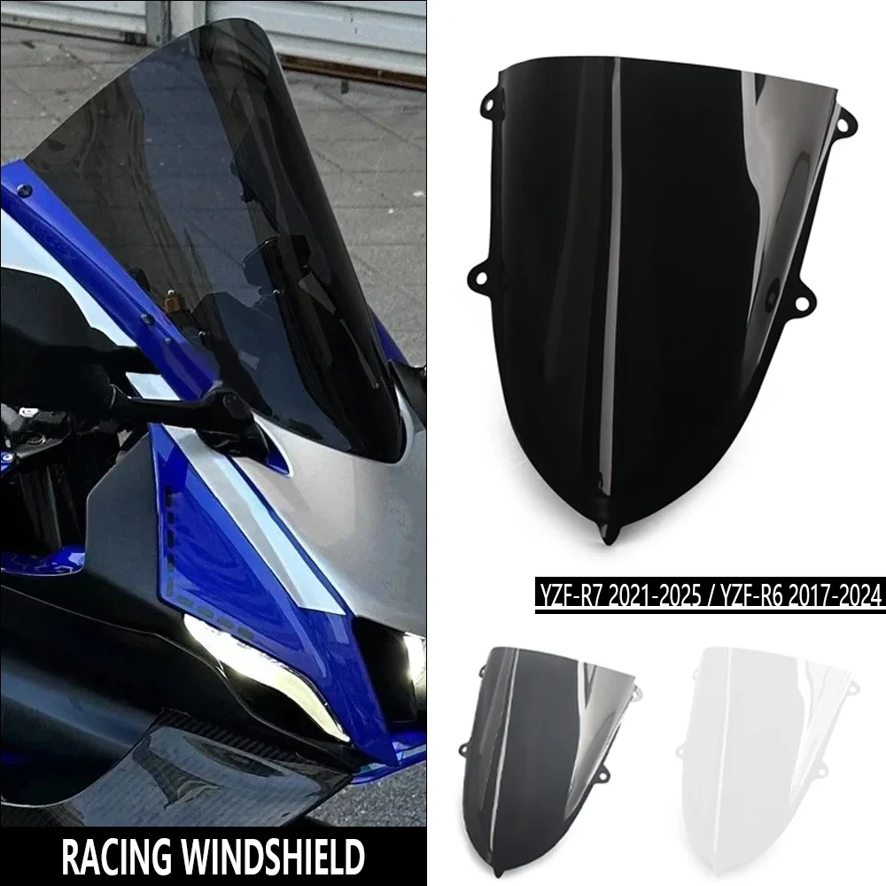 For Yamaha YZF-R7 2021-2025 YZF-R6 2017-2024 Motorcycle Windshield YZFR6/R7 Double Bubble Racing Fairing Windscreen Accessories