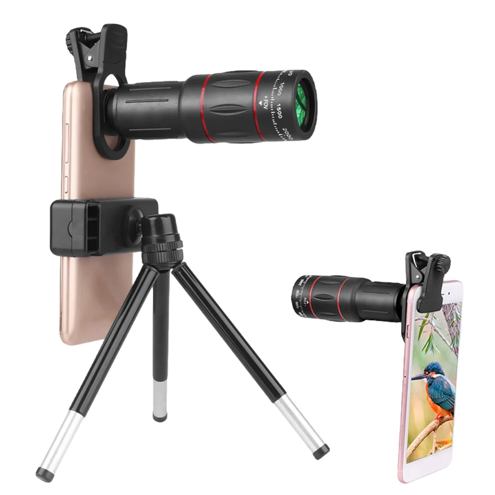 18/36/64X Phone Camera Lens Clip-On Smartphone Zoom Monocular Telescope Lens Universal Optical Telephoto Lens for Android iPhone
