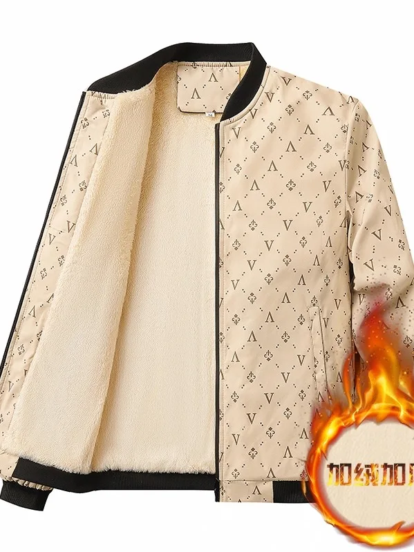 

New Youth Autumn Winter Thiened Men's Jaet Casual Versatile Fce Lined Large Size Baseball Collar ort Cotton Coat