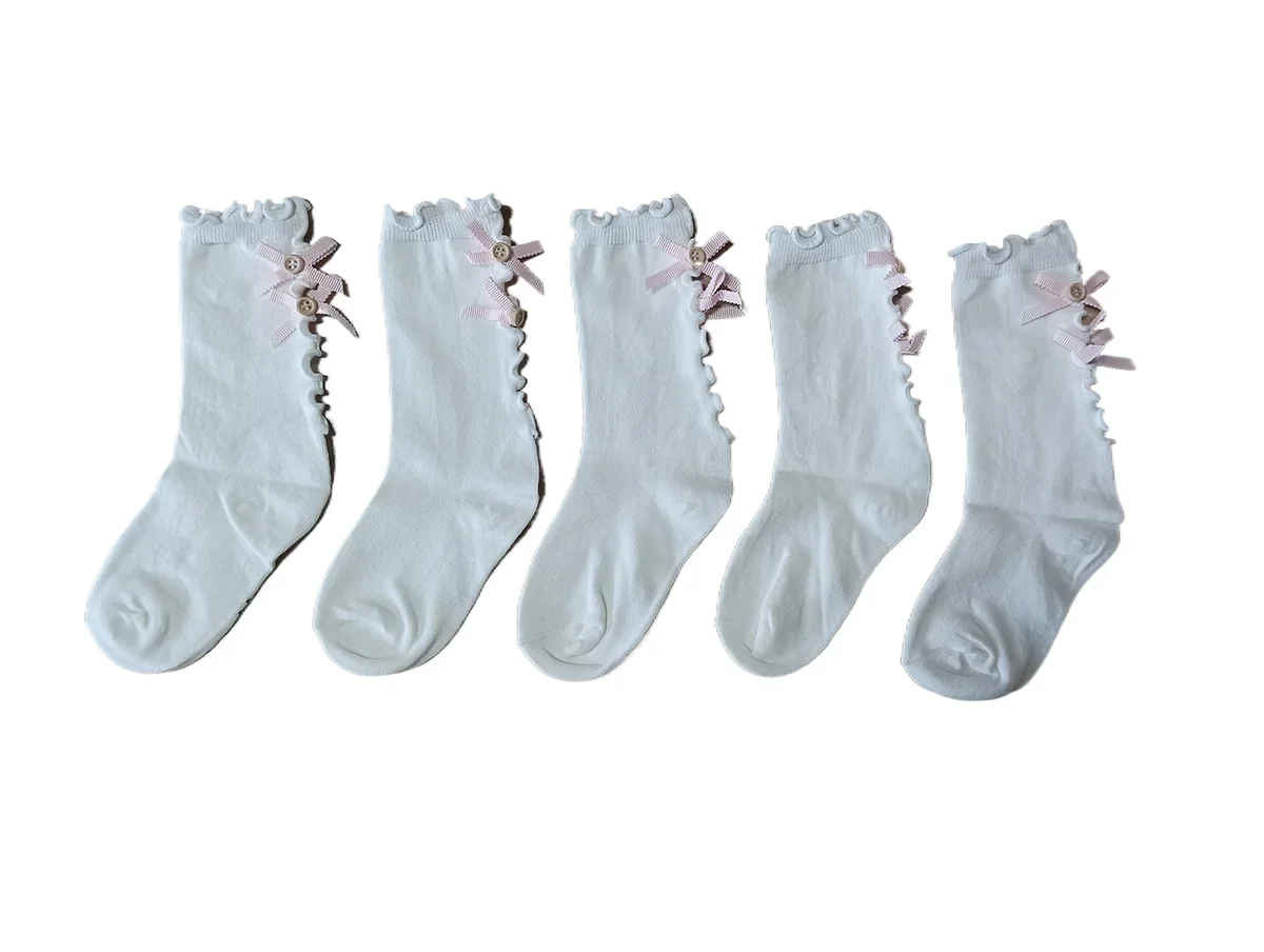 

Girls socks solod color for 3-5 years bow baby socks