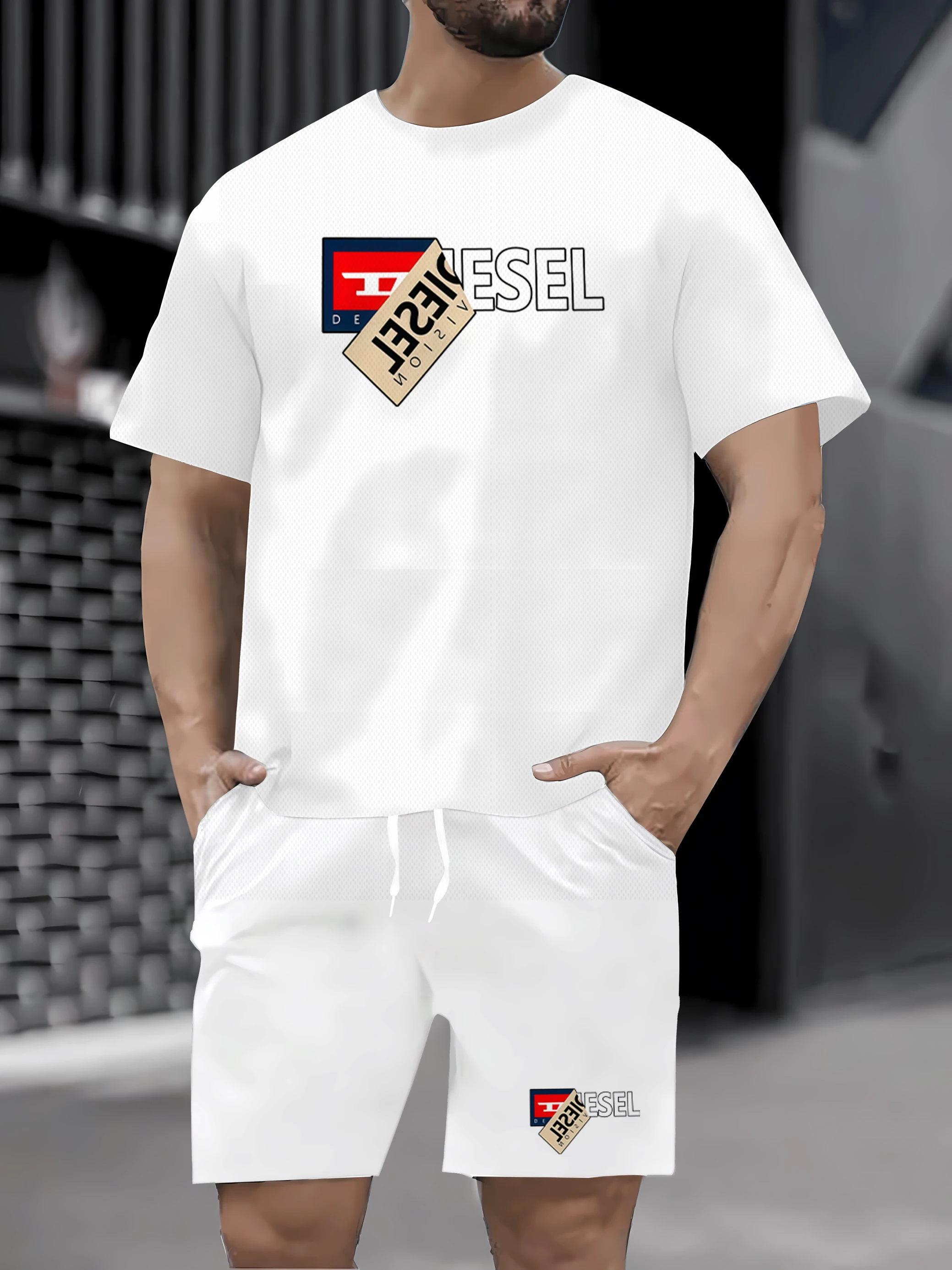 Conjunto de verão de secagem سريعة masculino، شورت ريفيس دي مانغا كورتا دي سيكجيم سريعة، تينامنتو دي كوريدا آو أ