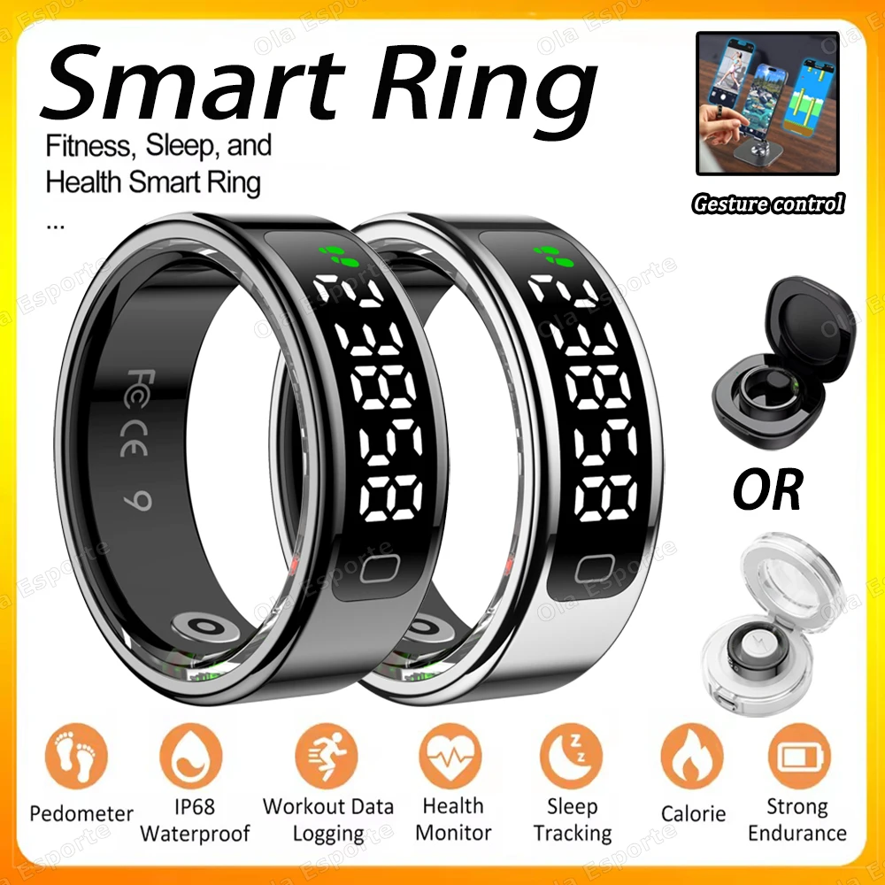 

Новое умное кольцо для мужчин и женщин, экран для жестов, видео, стеринг, водонепроницаемые кольца для монитора сердечного ритма и сна для Android IOS
