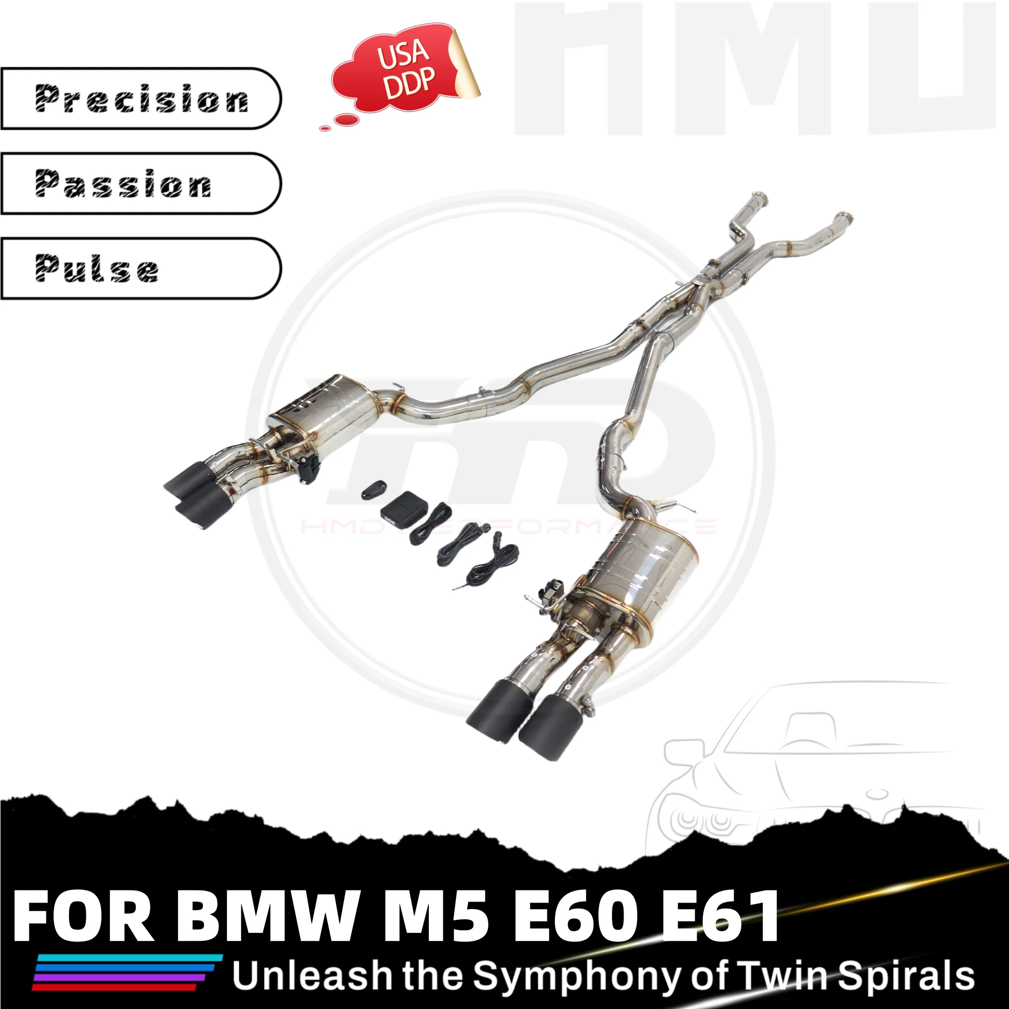 

Выхлоп HMD подходит для BMW M5 E60 E61, аксессуары для электронных клапанов Catback, поддержка из нержавеющей стали, настройка