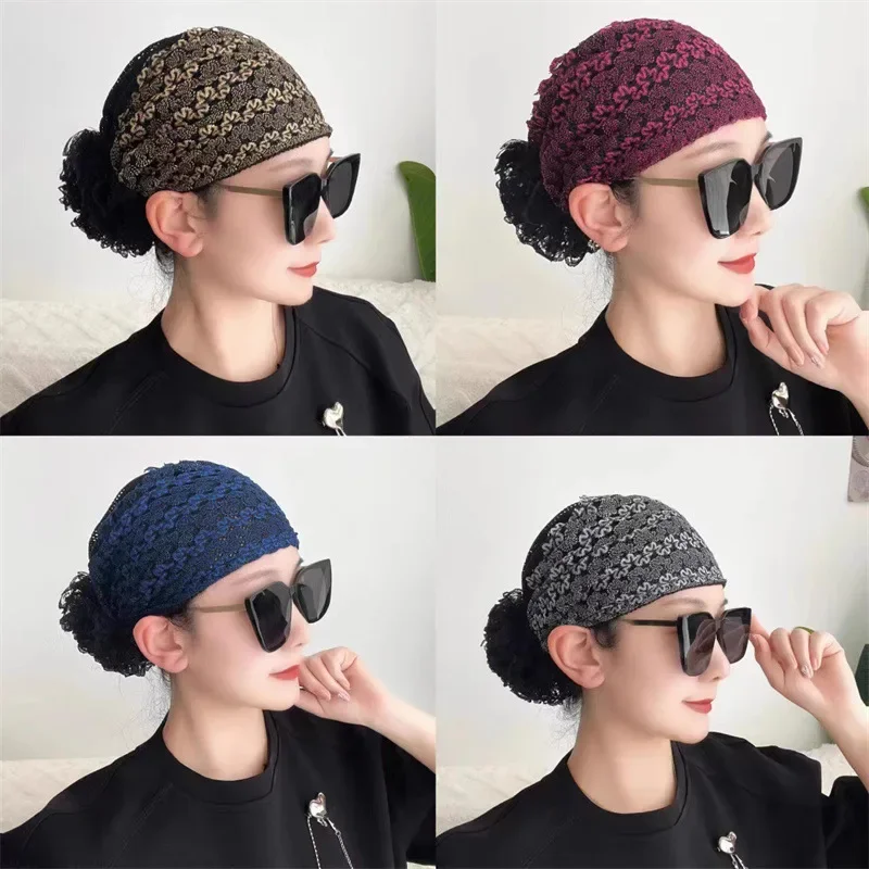 Muslim Women Lace Flower Underscarf Turban Beanies Bonnet Chemo Cap Inner Hijab Hat Ninja Cap Islamic Turbante Mujer Head Wraps