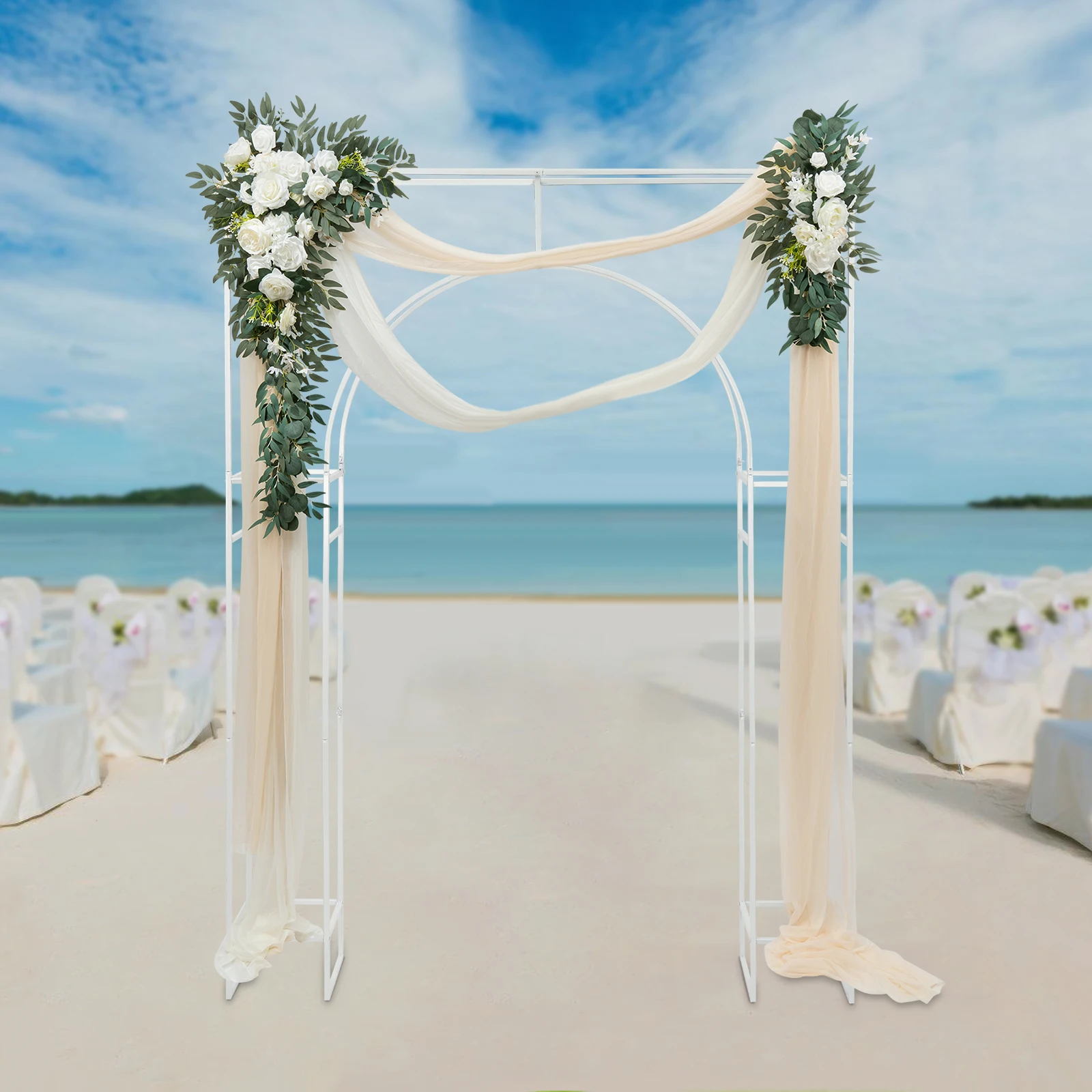 Garden Arbor Frame for Wedding Birthday Party Square White Metal Balloon Decoration Arch Backdrop Stand