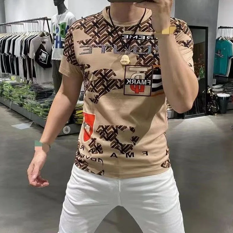 

New Summer Trendy Brand Digital Printed Men's Short-sleeved T-shirt Trendy Casual Half-sleeved T-shirt