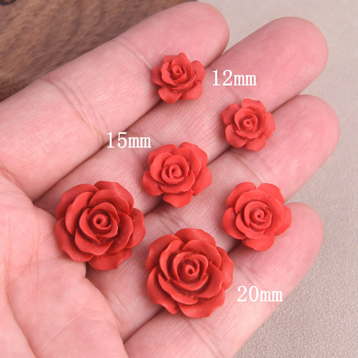 10 sztuk matowych czerwonych koralików w kształcie kwiatu 12 mm 15 mm 20 mm do tworzenia biżuterii DIY Crafts Findings — zdjęcie 5