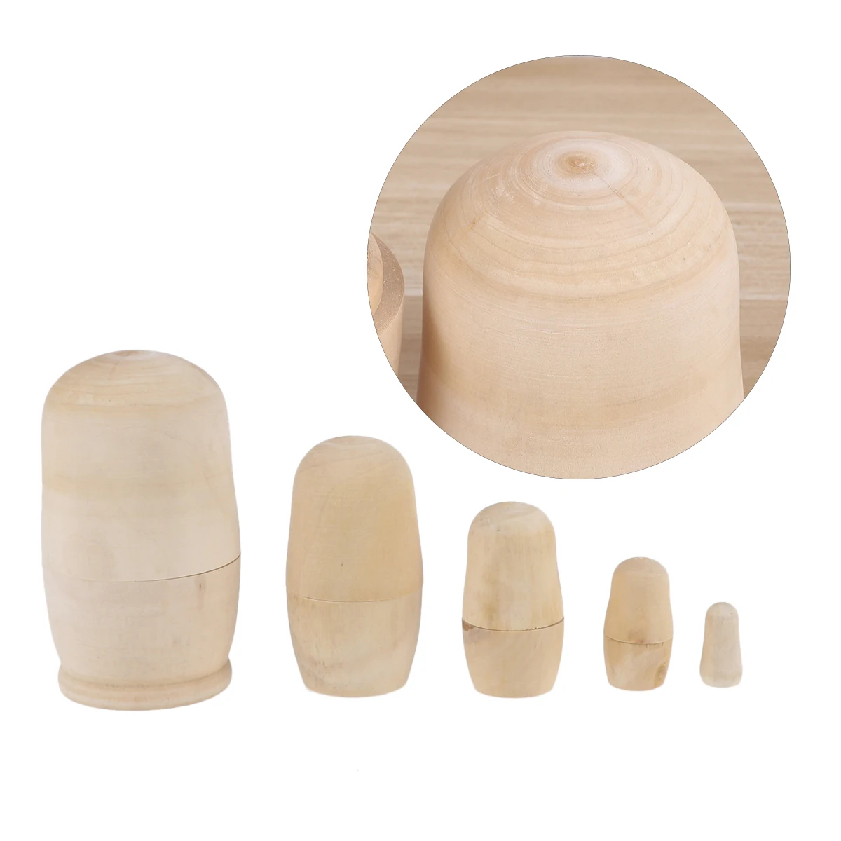 

5 Pcs DIY Russian Nesting Unpainted Wooden Craft Baby Matryoshka Personalized Gifts Home Office Decorations