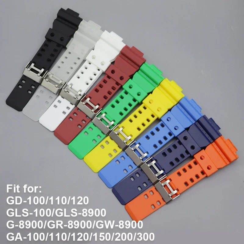 16mm Silicone Watchband for Casio for G-Shock GA-110 GA-100 GA-120 GD-100 G-8900 Waterproof Rubber Men Watch Band Replacement