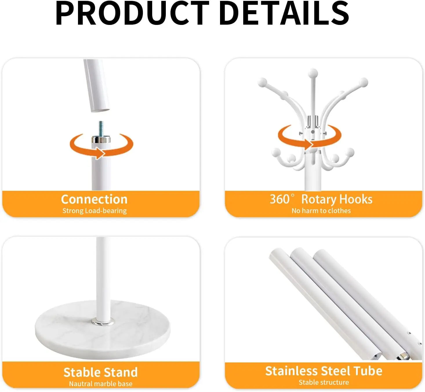 

Металлическая подставка для одежды, современная отдельно стоящая вешалка с основанием из натурального мрамора, 360° ° Поворотные вешалки с 14.