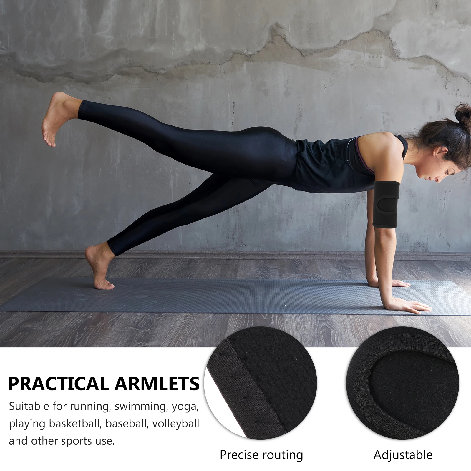 

2 pcs Adjustable Flexible Arm Sleeves For Running Yoga Sports Muscle Support Sweat Slimming Bands Rubber Armbands