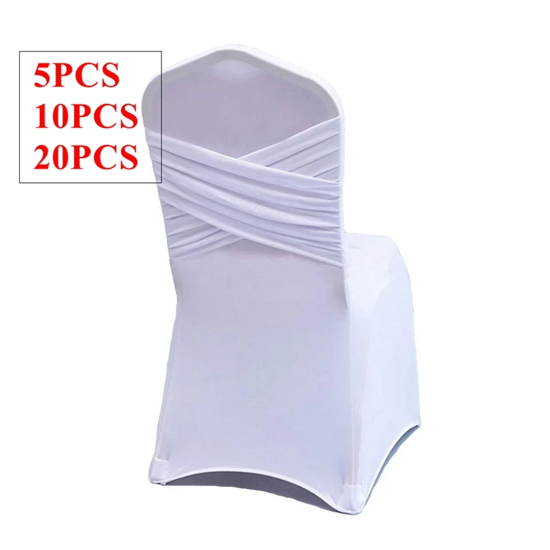 New Design Banquet Wedding Spandex Chair Cover With Swag Back Stretch Chair Covers For Dinner Party Decoration