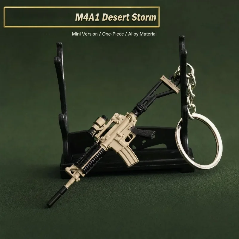 Zinklegierung Mini-Gewehrmodell Schlüsselanhänger AK47 Spiel-Zubehör Ornament Replik Tragbares RPG-Modell Militärfans Dekoration Geschenke – Detail 3