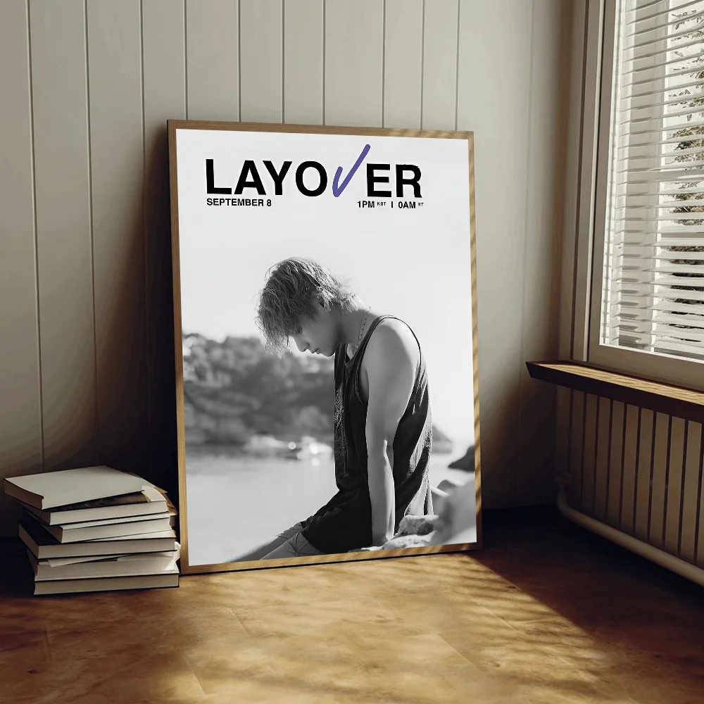 Kpop Kim Tae Hyung V Layover Movie poster appiccicosi Vintage Room Home Bar Cafe Decor Room Wall Decor