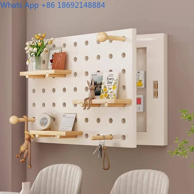 

Hole Board Electric Meter Box Decorative Painting No-Drill Restaurant Storage Rack Covering Distribution Box Hanging Painting