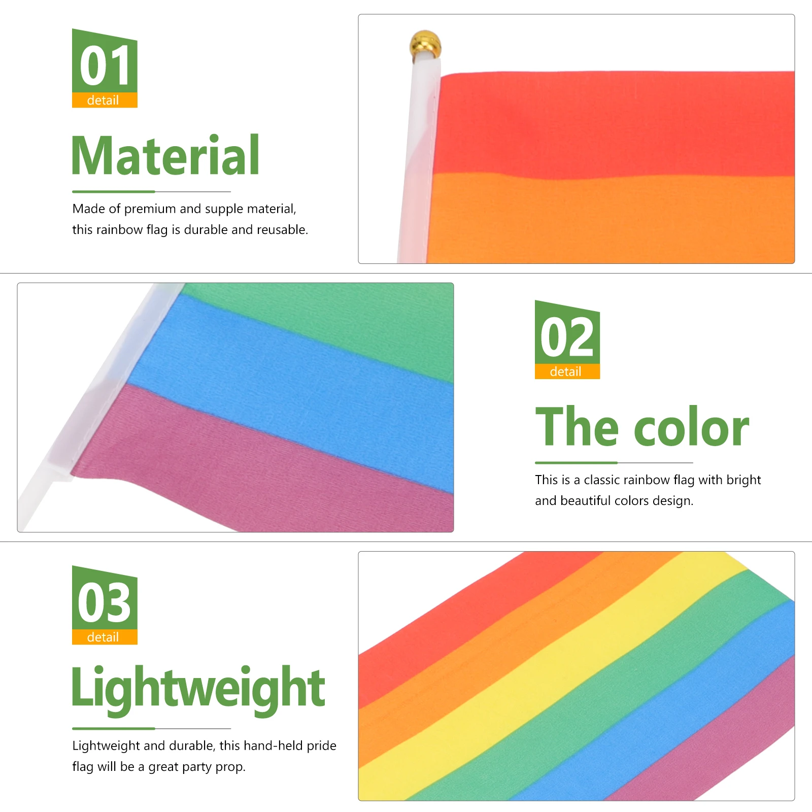 

30pcs Rainbow Flags Bunting For Gay Pride Party Supplies Hand Held Polyester Mini Flags 6 Stripes Outdoor Decoration