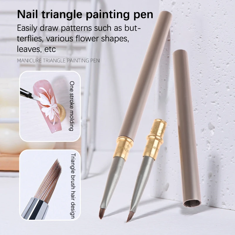 Triangular Painting Brush Nails Art Brush French Lines Stripes Grid Flower Butterfly Triangle Painting Pen Manicure Tools