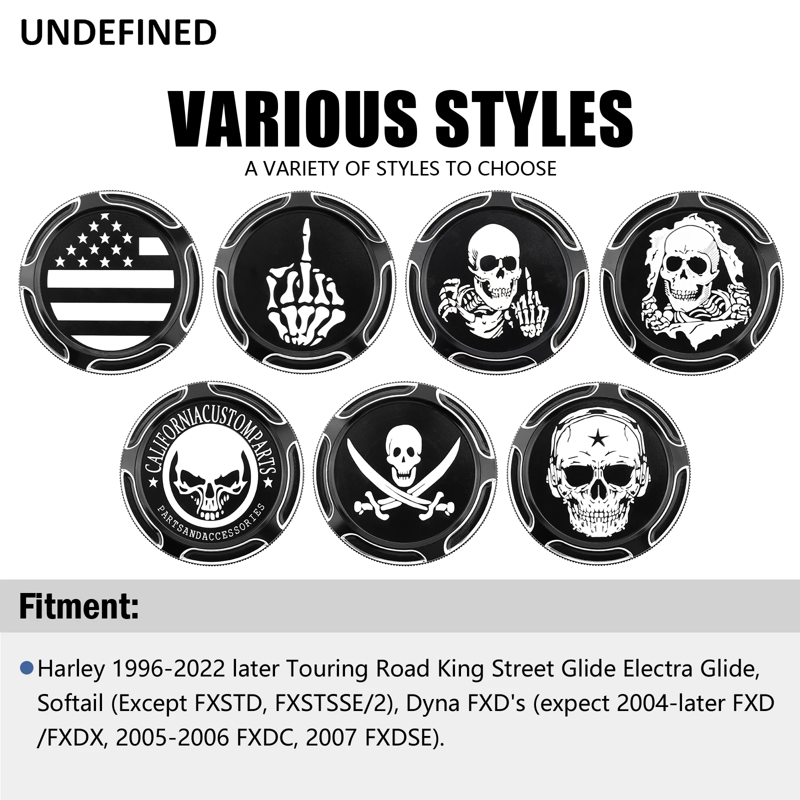 Motorcycle Skull Fuel Tank Cap Cover For Harley Touring Road King Street Electra Glide Softail Fat Boy Dyna Low Rider 1996-2023