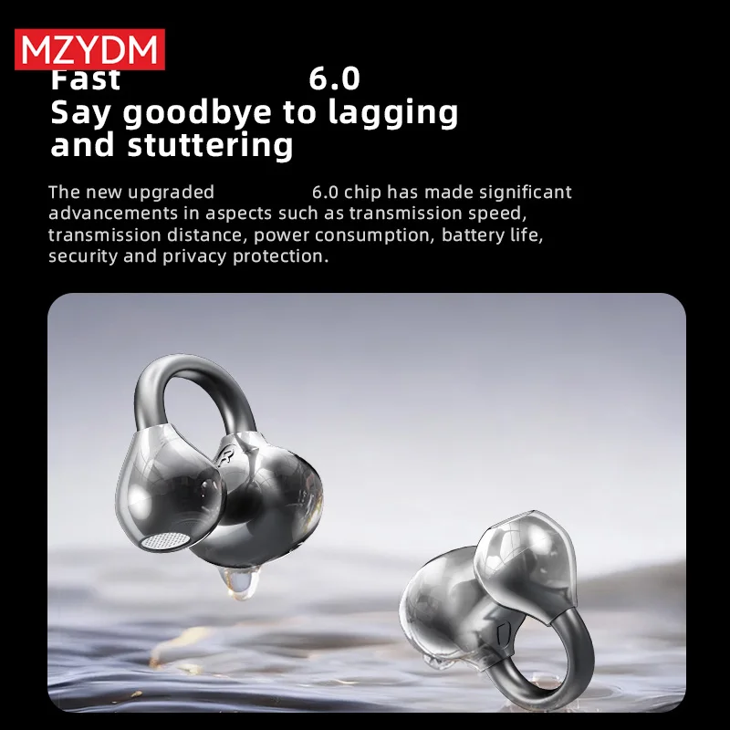 TWS Drahtlose Bluetooth V6.0 Kopfhörer IPX5 Wasserdichte Ohrbügel Ohrhörer HiFi Stereo Noise Reduction Ohrclip Kopfhörer mit Mikrofon