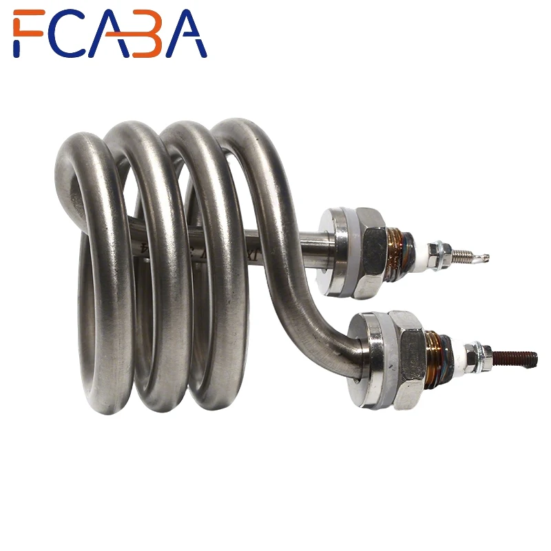 FCABA Spiral Stainless Steel Immersion Heater Iron Head Distilled Water Heating Element 220V 380V