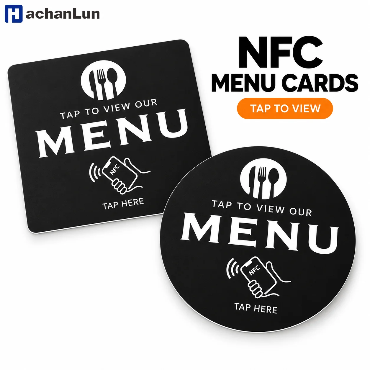 NFC 215 Square Round Programmable Google Review Menu Card 13.56MHz Adhesive PVC Desktop NFC Tag for Restaurants Cafes and Stores