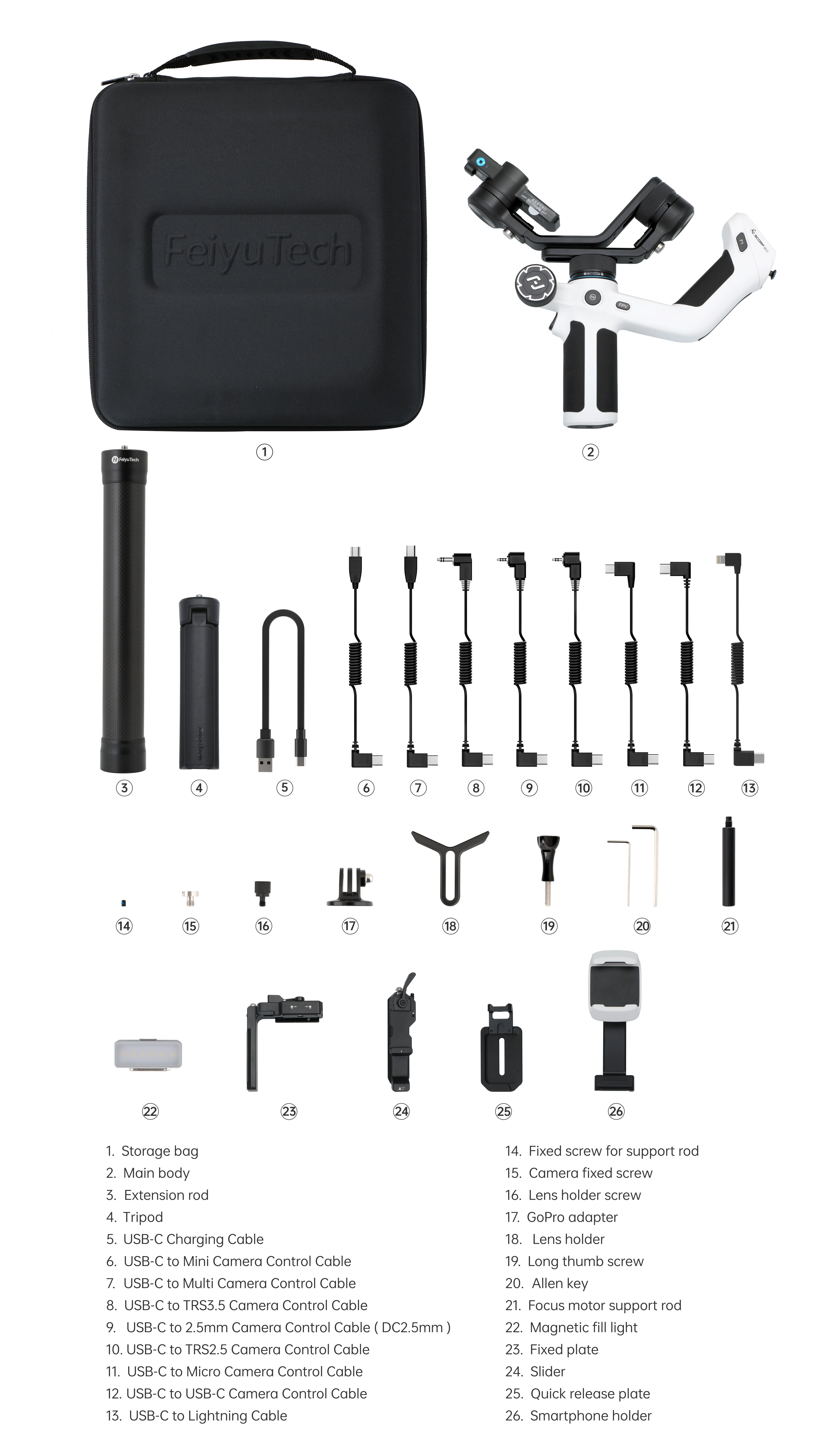 FeiyuTech SCORP Mini 2, für spiegellose Kamera, Action-Kamera, Smartphone, 3-Achsen-Stabilisator für Sony/GoPro/iPhone, AI-Tracking – Detail 24