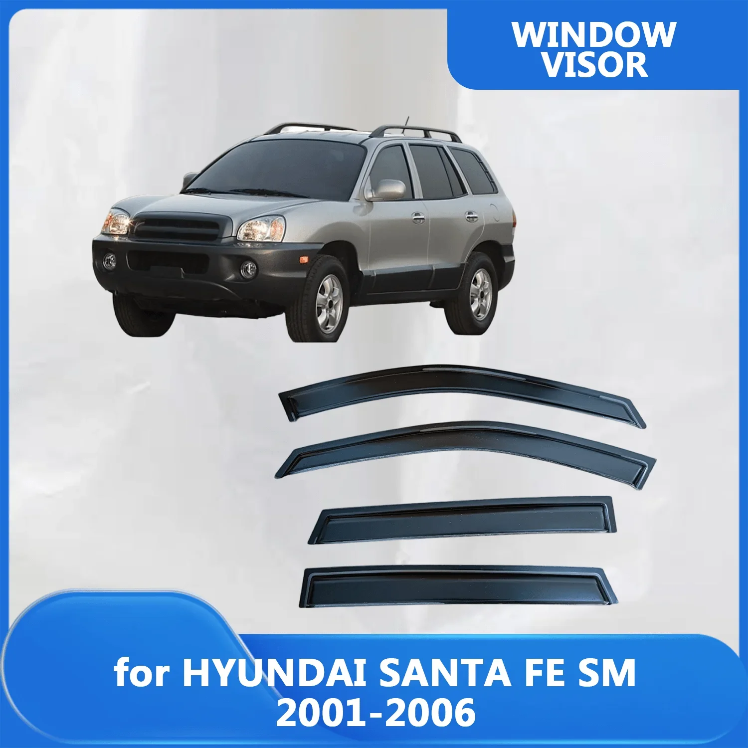 

Window Visor for HYUNDAI SANTA FE SM 2001 2002 2003 2004 2005 2006 Wind Deflectors Rain Guards Door Visor Vent Shades Ventvisor