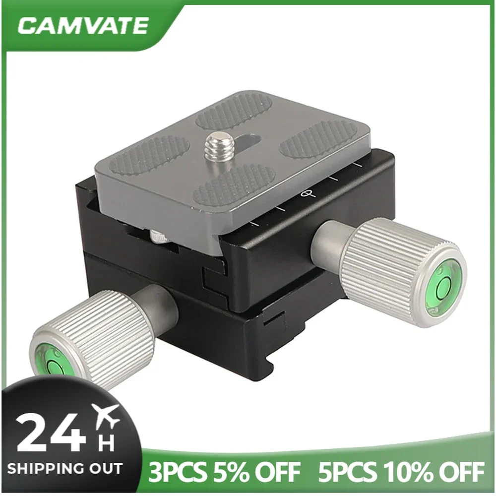 CAMVATE Arca Swiss Standard 50mm morsetto a sgancio rapido a doppia faccia (larghezza piastra 38mm) con livelli di bolla integrati per treppiede nuovo