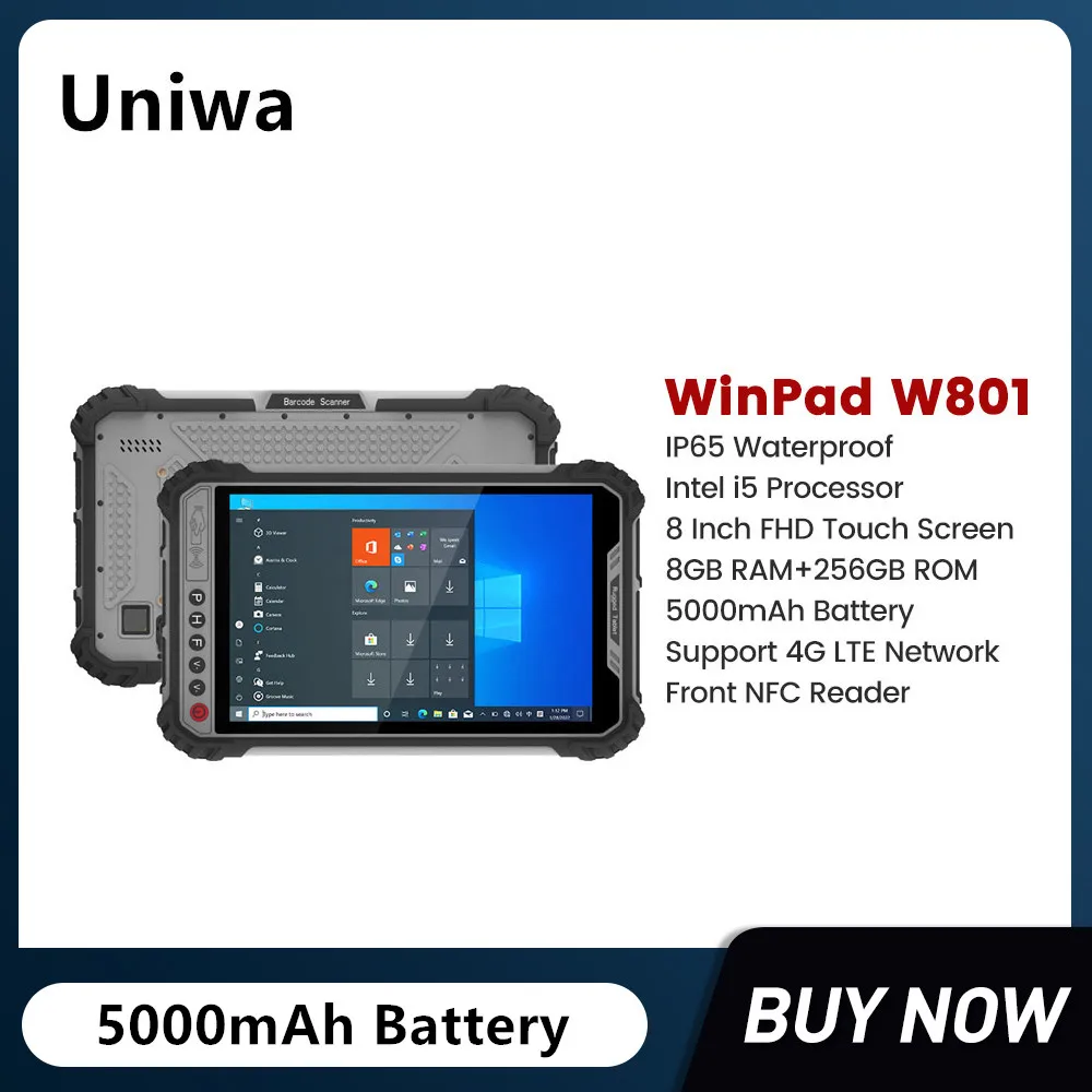 UNIWA WinPad W801 듀얼 코어 듀얼 SIM 카드 태블릿, 8 인치 5000mAh 배터리, 인텔 i5 8200Y, 8G ROM, 256G RAM, 13MP 후면 카메라