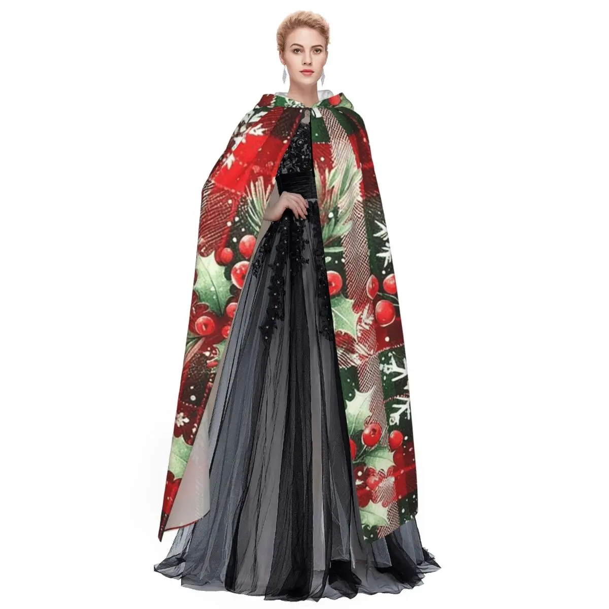 يوم عيد الميلاد عيد الميلاد عباءة طويلة مقنعين الساحرة القرون الوسطى زي تأثيري كيب هالوين معطف الكبار للجنسين