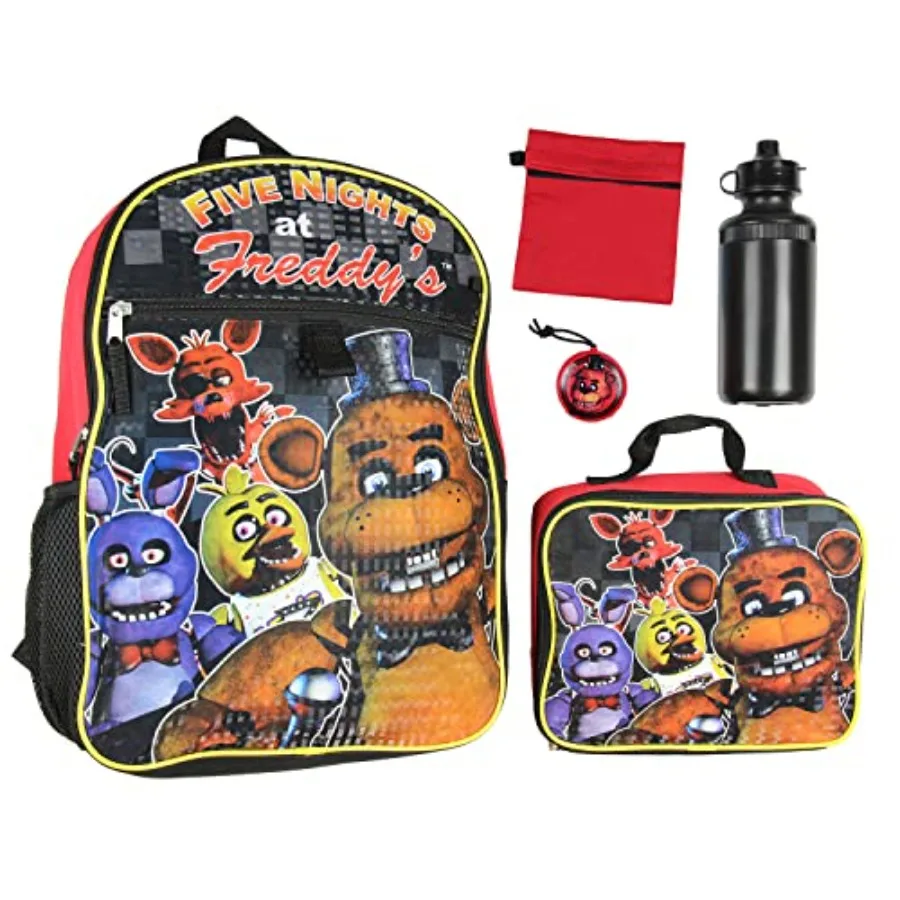 

Five Nights At Freddy's 16" Backpack Lunch Box Water Bottle Lunch Kit -5 Piece Set