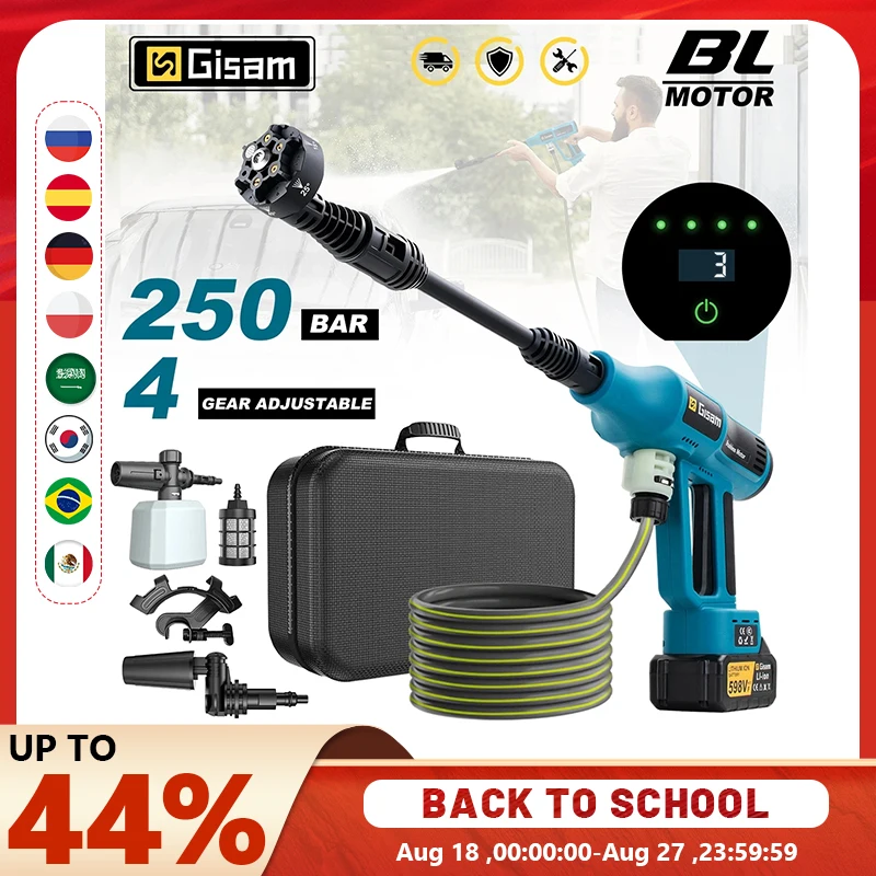 Gami 250Bar Brushless Elettrico Ad Alta Pressione Lavatrice Pistola 4Gear Power Home Car Lavaggio Acqua Pistola A Spruzzo per Makita 18V Batteria Spille