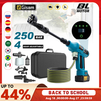 Gisam 250Bar Brushless Electric High Pressure Washer Gun 4Gear Power Home Car Washing Water Spray Gun for Makita 18V Battery Pin