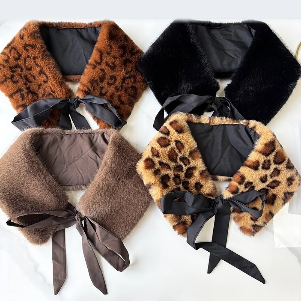 Versatile Fluffy Fur Collar Scarf Warm Thickened Imitation Fur Scarf Lace Up Style Mink Fur Scarf for Women