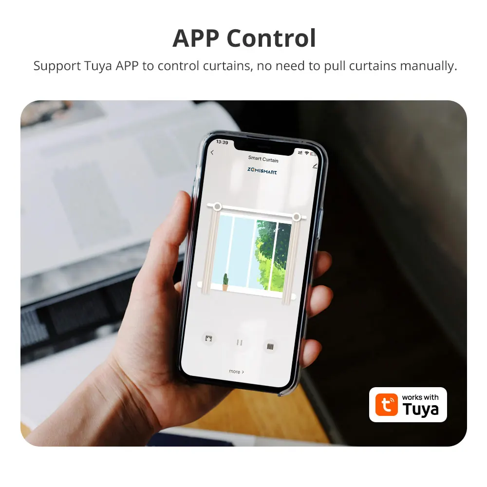 Zemismart Zigbee WiFi Smart Curtain Motor for ZM87 Electric Curtain Track Sliding Rails Work with Tuya Zigbee Hub Smart Life App