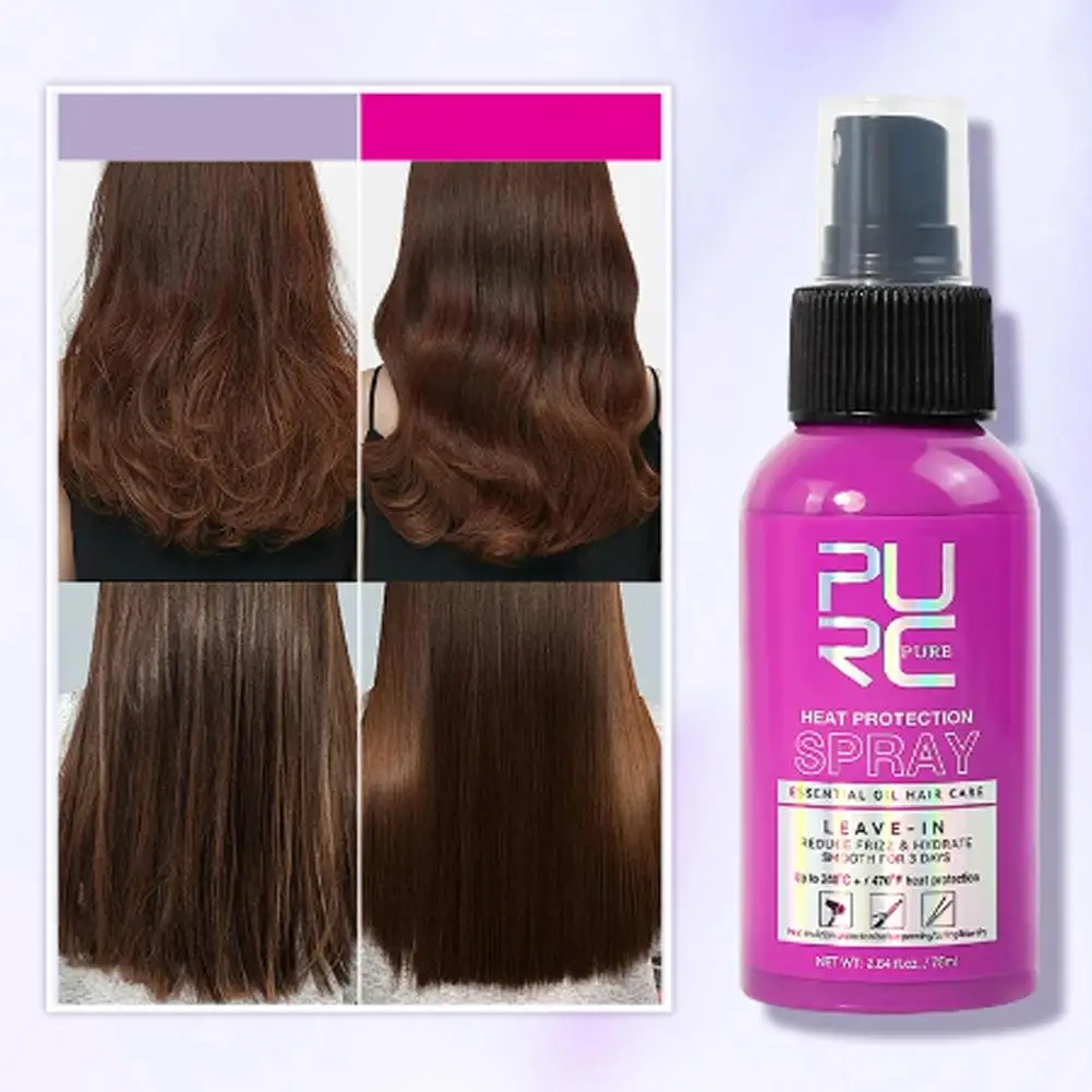 PURC Heat Protection Spray Argan Oil Smooth Straighten Keratin Spray Protects Hair From Heat Damage, Anti Frizz Hair Conditioner