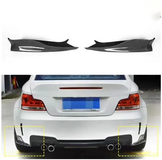 For BMW 1 Series E82 07-14 1 Series Coupe Rz Carbon Fiber Rear Bumper Lip Wrap Angle Side Lower Spoiler Air Vent Corner Trim