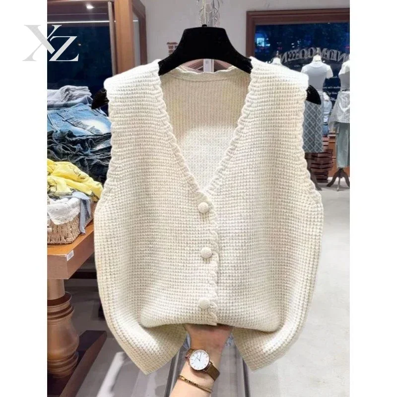 Hot Sale V-Ne Knitted Vest Outerwear Svel Autumn Faion Women's Jaet Casual Sle Commute Wind No Brand Chinese Made
